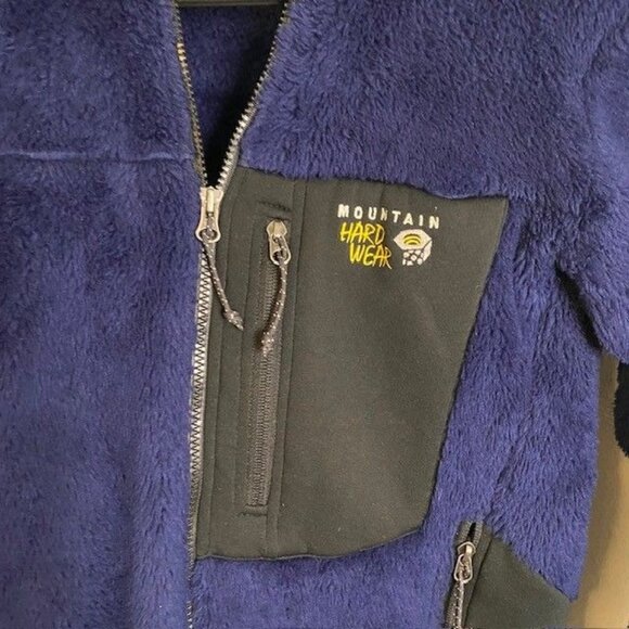 Mountain Hardwear Men's M Full Zip Jacket Fleece Blue Black Polartec lining Hike - Picture 4 of 12